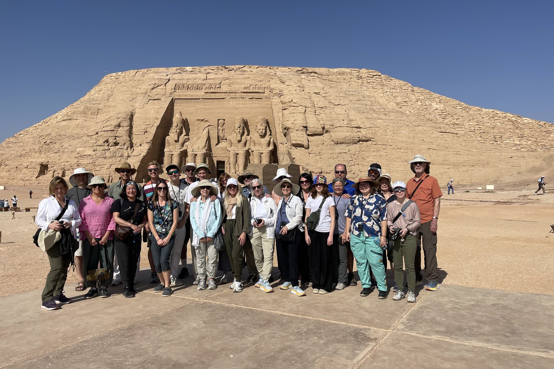 A Cultured Travel group gathered in front of the temples at Abu Simbel, Egypt